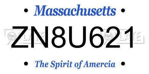 ZN8U621 Massachusetts License Plate