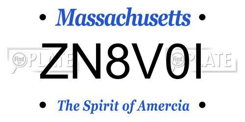 ZN8V0I Massachusetts License Plate