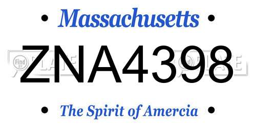 ZNA4398 Massachusetts License Plate