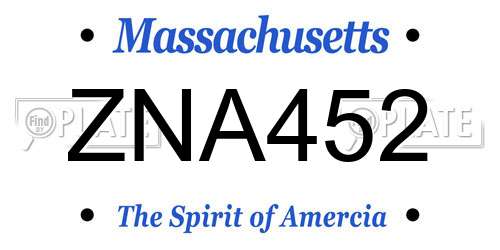 ZNA452 Massachusetts License Plate