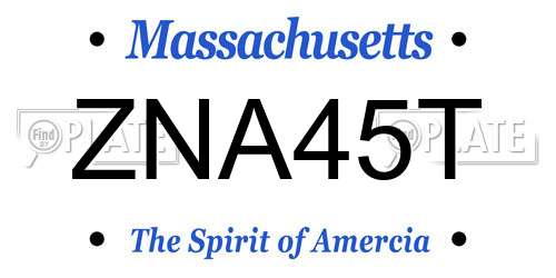 ZNA45T Massachusetts License Plate