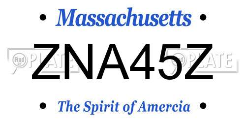 ZNA45Z Massachusetts License Plate