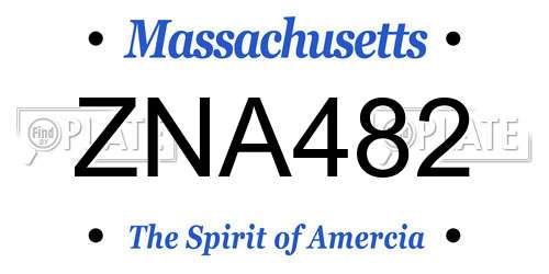 ZNA482 Massachusetts License Plate