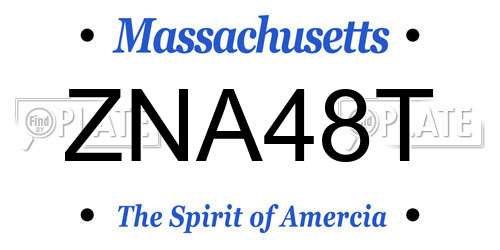 ZNA48T Massachusetts License Plate