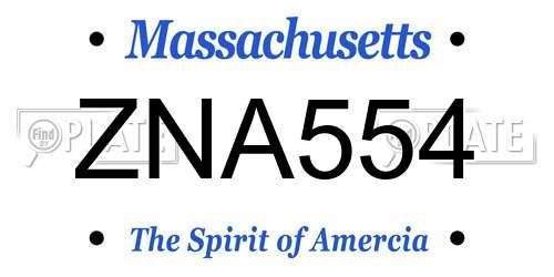 ZNA554 Massachusetts License Plate