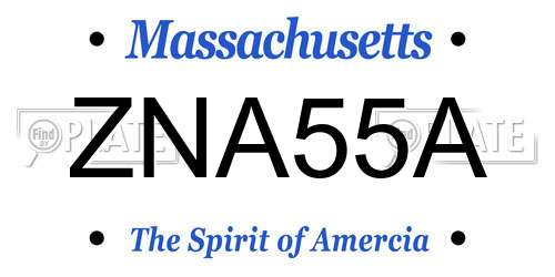 ZNA55A Massachusetts License Plate
