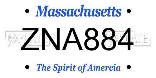 ZNA884 Massachusetts License Plate