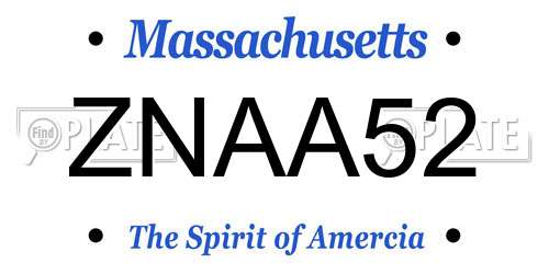 ZNAA52 Massachusetts License Plate