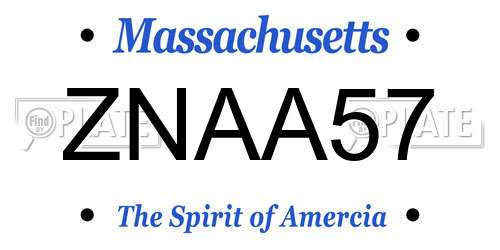 ZNAA57 Massachusetts License Plate