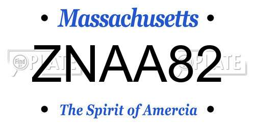 ZNAA82 Massachusetts License Plate