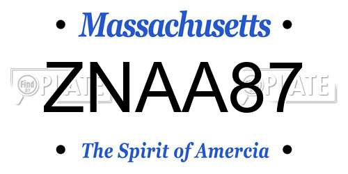 ZNAA87 Massachusetts License Plate