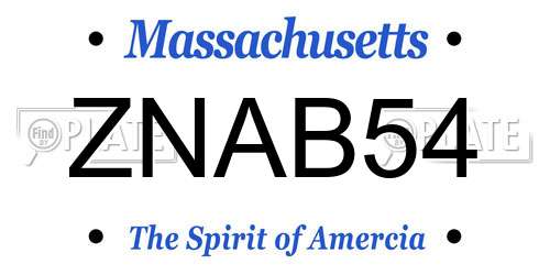 ZNAB54 Massachusetts License Plate