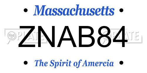 ZNAB84 Massachusetts License Plate