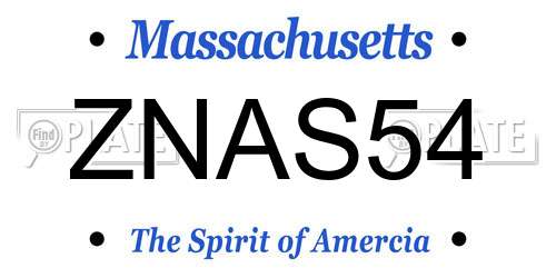 ZNAS54 Massachusetts License Plate