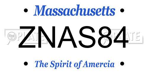 ZNAS84 Massachusetts License Plate