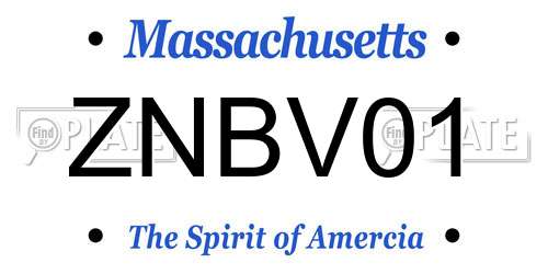 ZNBV01 Massachusetts License Plate