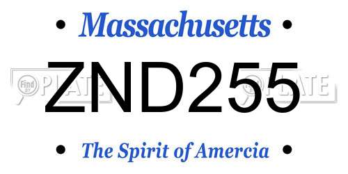 ZND255 Massachusetts License Plate