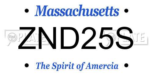 ZND25S Massachusetts License Plate
