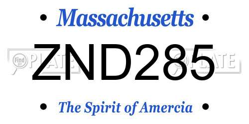 ZND285 Massachusetts License Plate