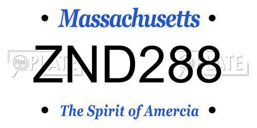 ZND288 Massachusetts License Plate