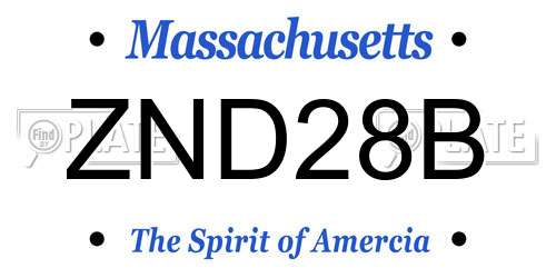 ZND28B Massachusetts License Plate