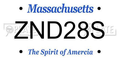 ZND28S Massachusetts License Plate