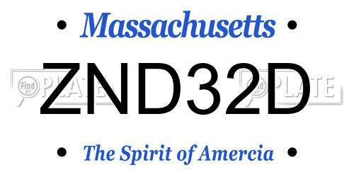 ZND32D Massachusetts License Plate