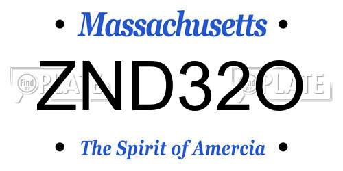 ZND32O Massachusetts License Plate