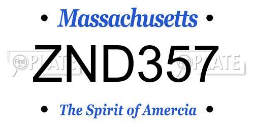 ZND357 Massachusetts License Plate