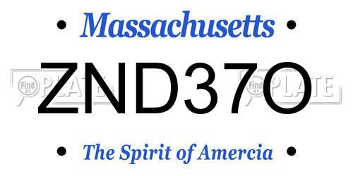 ZND37O Massachusetts License Plate