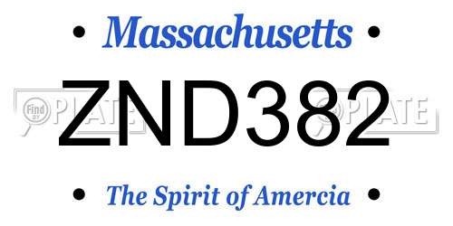 ZND382 Massachusetts License Plate