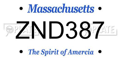 ZND387 Massachusetts License Plate