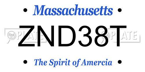 ZND38T Massachusetts License Plate