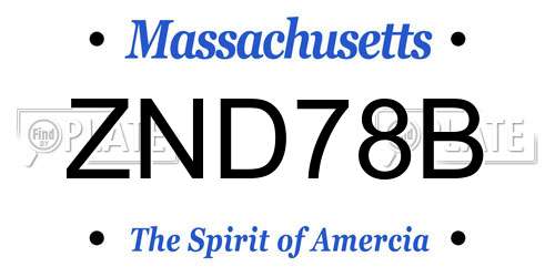 ZND78B Massachusetts License Plate
