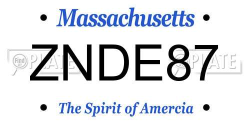 ZNDE87 Massachusetts License Plate