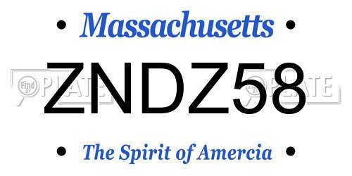 ZNDZ58 Massachusetts License Plate