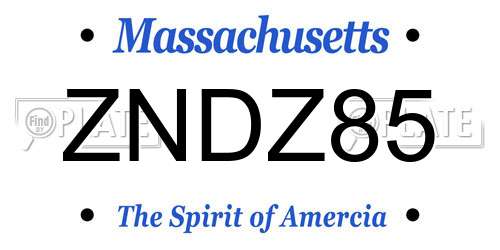 ZNDZ85 Massachusetts License Plate
