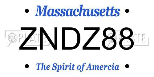 ZNDZ88 Massachusetts License Plate