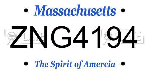 ZNG4194 Massachusetts License Plate