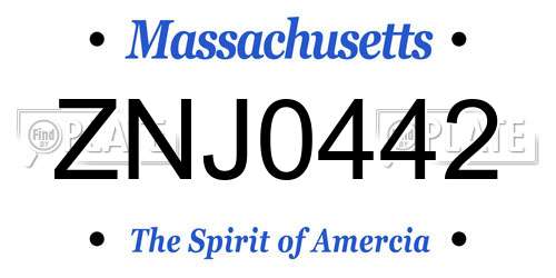 ZNJ0442 Massachusetts License Plate