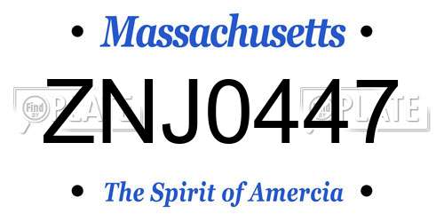 ZNJ0447 Massachusetts License Plate