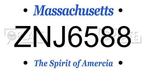 ZNJ6588 Massachusetts License Plate