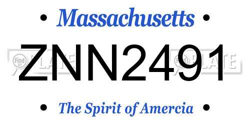 ZNN2491 Massachusetts License Plate