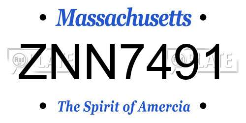ZNN7491 Massachusetts License Plate