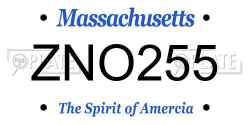 ZNO255 Massachusetts License Plate