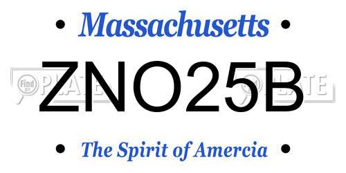 ZNO25B Massachusetts License Plate