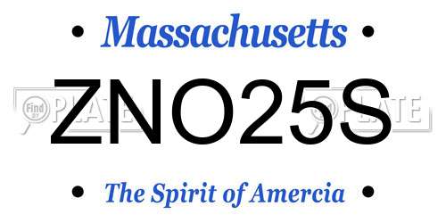 ZNO25S Massachusetts License Plate