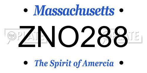 ZNO288 Massachusetts License Plate