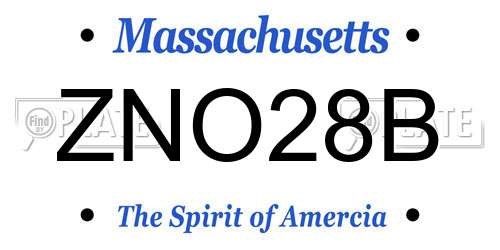 ZNO28B Massachusetts License Plate