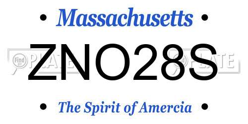 ZNO28S Massachusetts License Plate